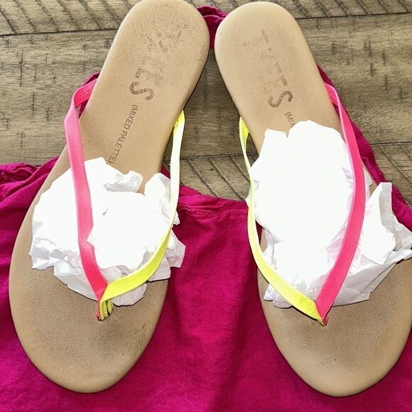 South of France 🇫🇷 Chic! Neon Pink & Yellow Chic Les Tropeziennes Sandals 🩴 - Picture 6 of 17